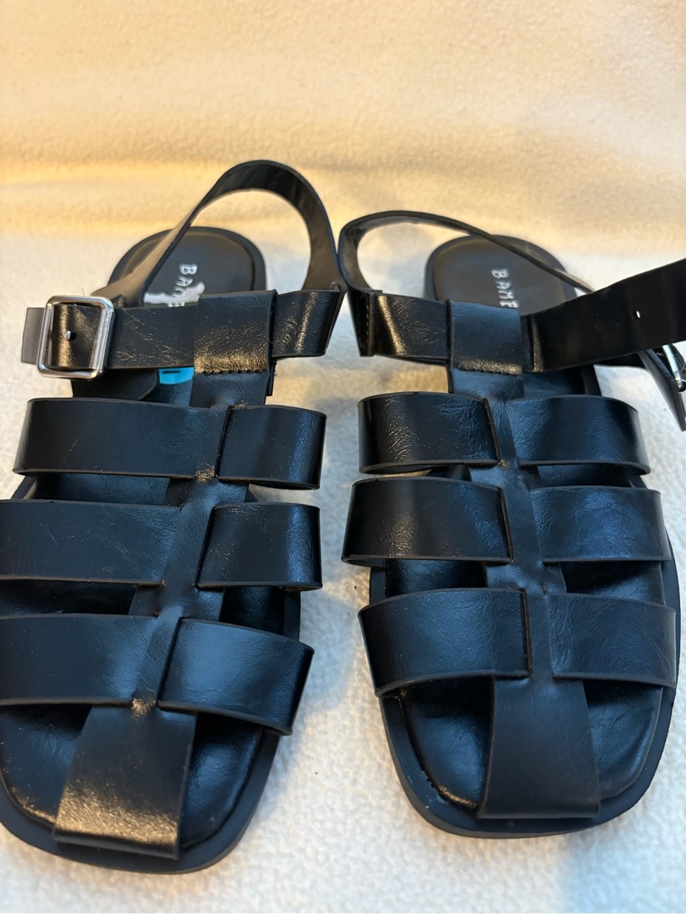 BAMBOO Black Woven Slingback Sandals
